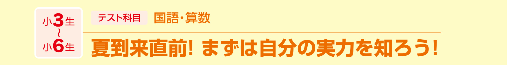 小3~小6 夏到来直前!まずは自分の実力を知ろう
